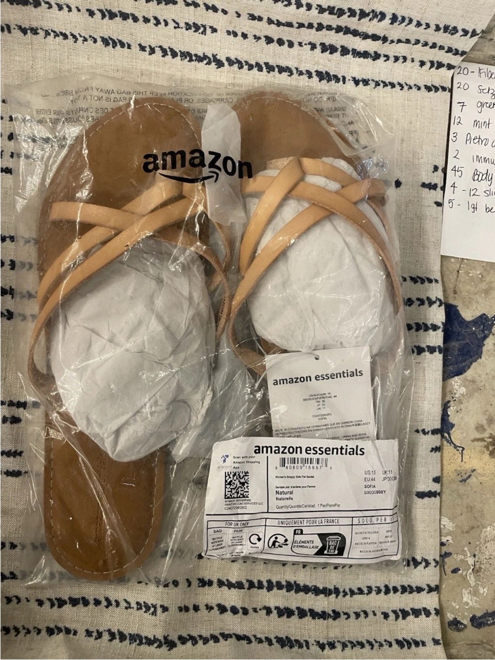 Amazon Essentials Women's Tan Crisscross Slide Sandals